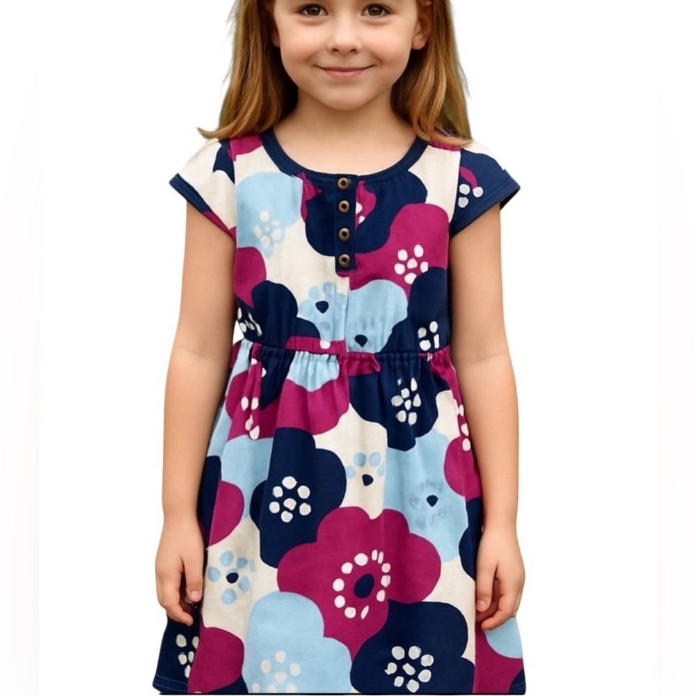 Gymboree Girls Dress, bold vintage floral print, Size 7, Cotton, Good cond
